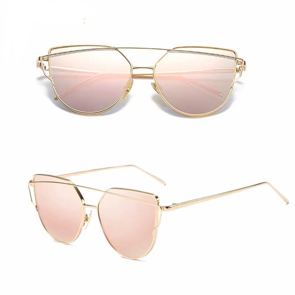 Rose Gold Mirrored Cat Eye Sunglasses - Picture 2 of 2